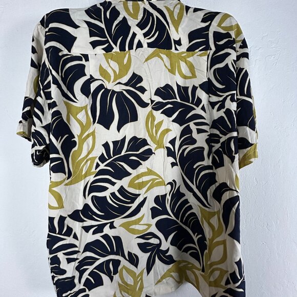 Kalaheo Mens Button Up Hawaiian Shirt Large Short Sleeve Tropical Leaf Print USA - Picture 2 of 7